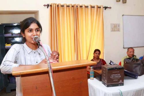 Sony Therese ,a student felicitates the winners