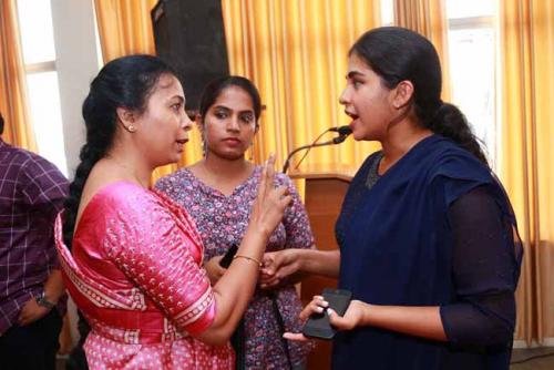 Students interact with winners