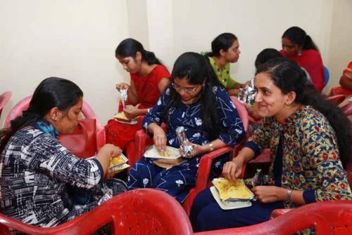 Students enjoying a sumptuous lunch