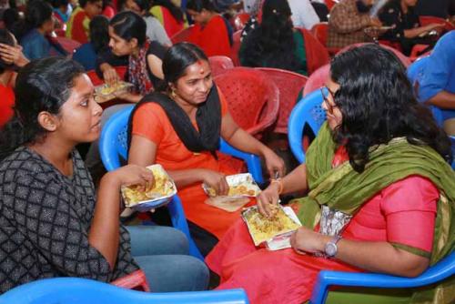 Students enjoying a sumptuous lunch